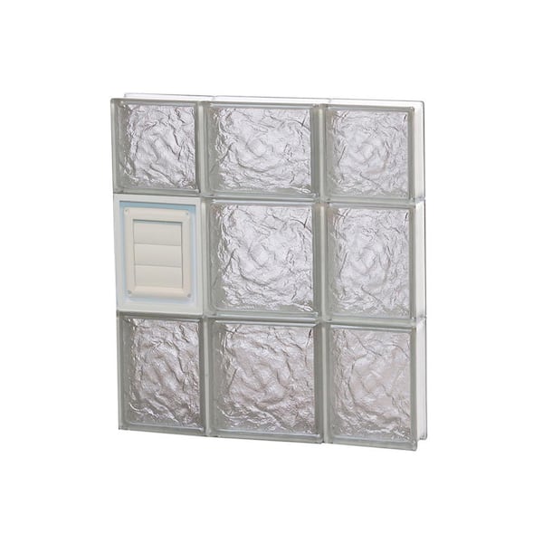 Clearly Secure 19.25 in. x 21.25 in. x 3.125 in. Frameless Ice Pattern Glass Block Window with Dryer Vent