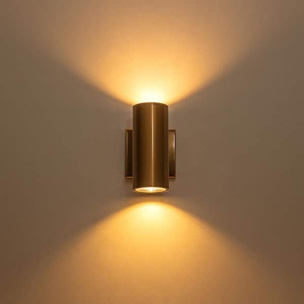 EDISLIVE Aleaa 2-Light Gold Integrated LED Cylinder Outdoor Wall