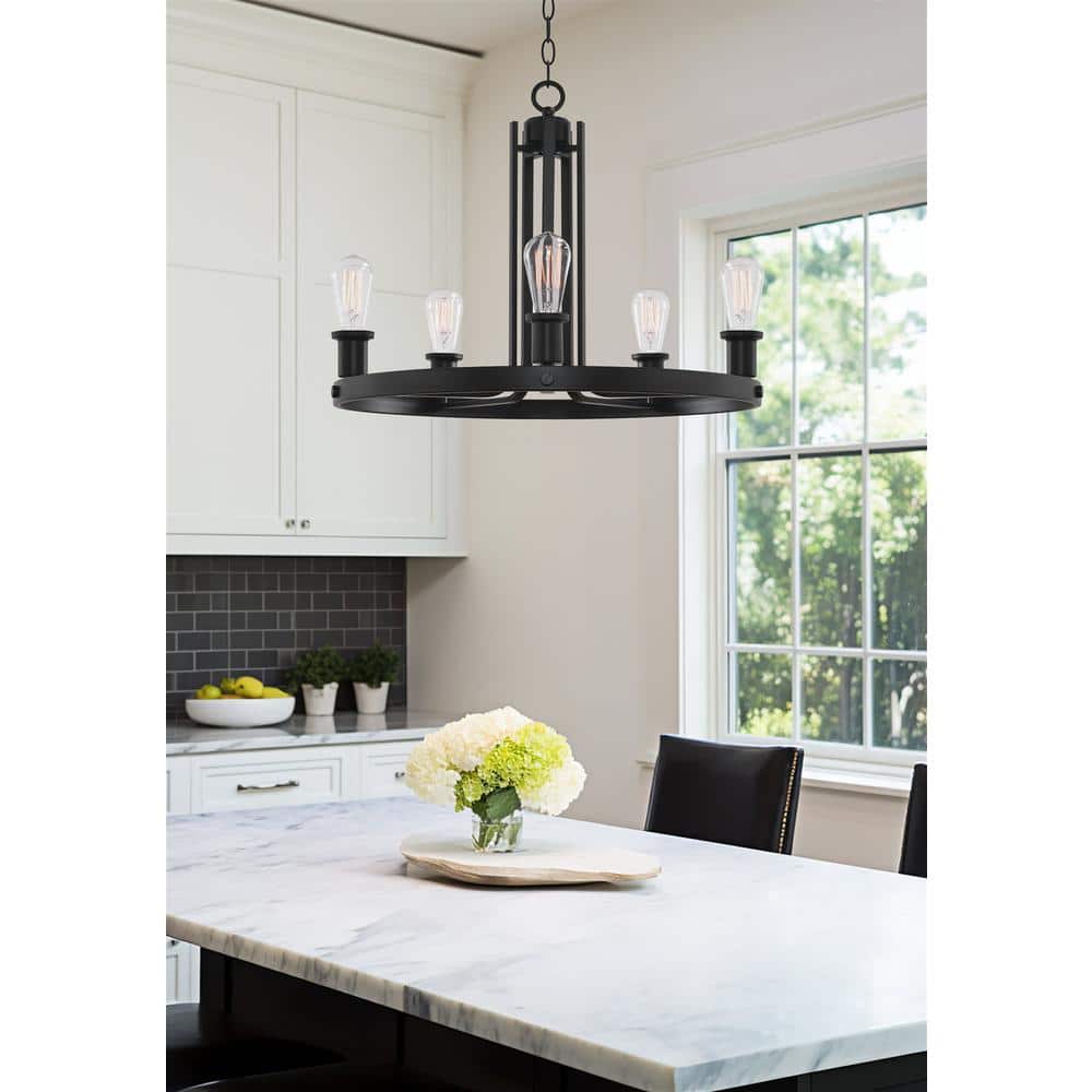 Bishop 23" Black Painted Metal Modern Farmhouse Chandelier