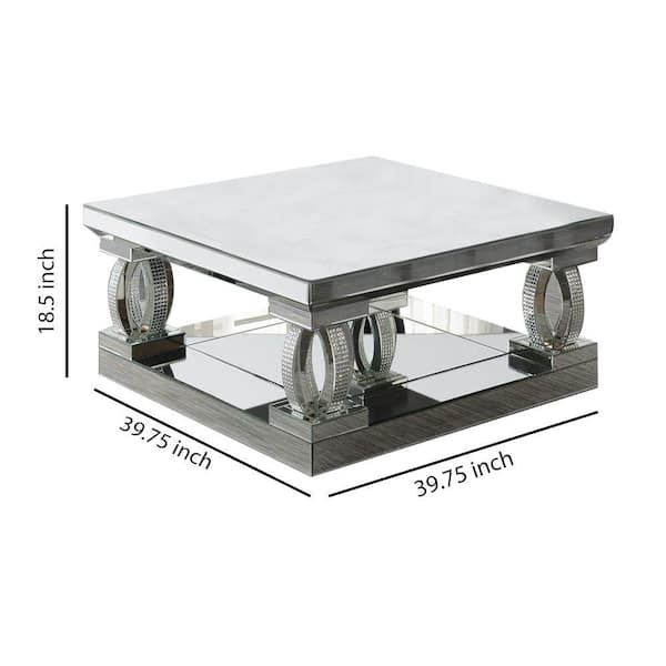 Trimied Modern Coffee Table with Storage in Black Center Table with  Stainless Steel Base