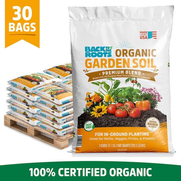 Organic Bulk Garden Soil (30 1 cu. ft. Bags) Peat-Free, Blended with Organic Fertilizer