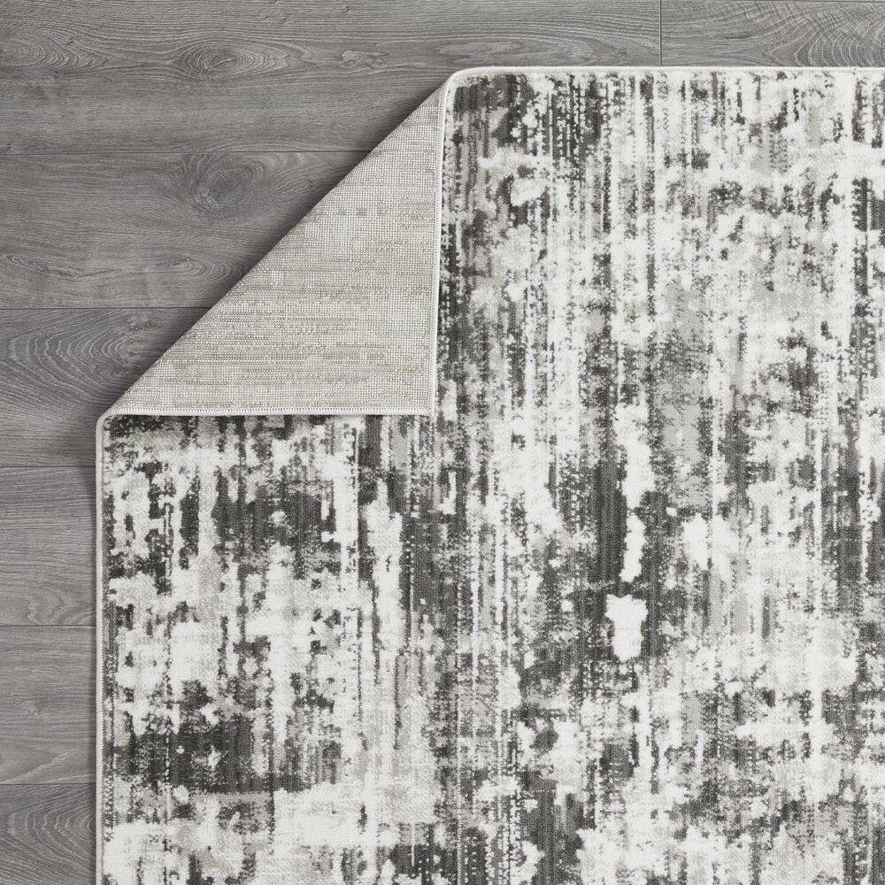 Gray Abstract 9' x 12' Stain-Resistant Synthetic Area Rug