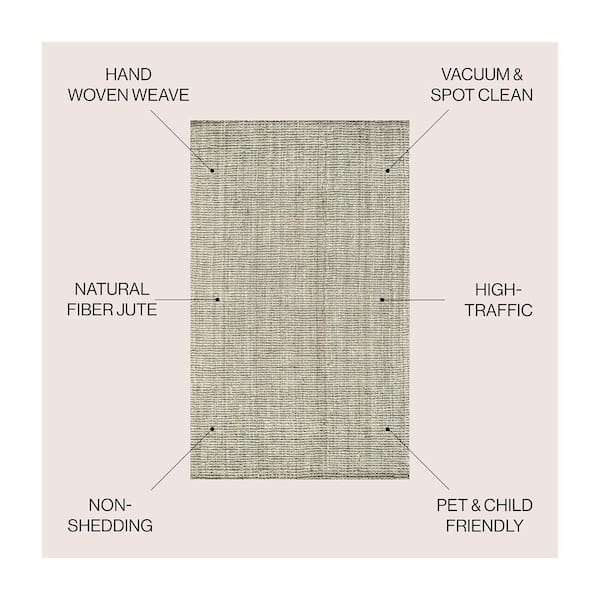 Gray Chunky Jute 8 ft. x 10 ft. Hand-Woven Indoor Area Rug