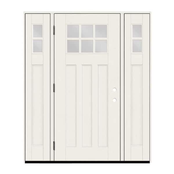 Regency 68 in. x 80 in. 6L Toplite Clear Glass RHOS Unfinished Fiberglass Prehung Front Door with 14" SLs 6-9/16" Jamb