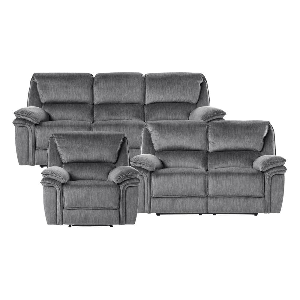 Greerman 88.5 in. W. Pillow Top Arm Microfiber Rectangle 3-Piece Manual Rec