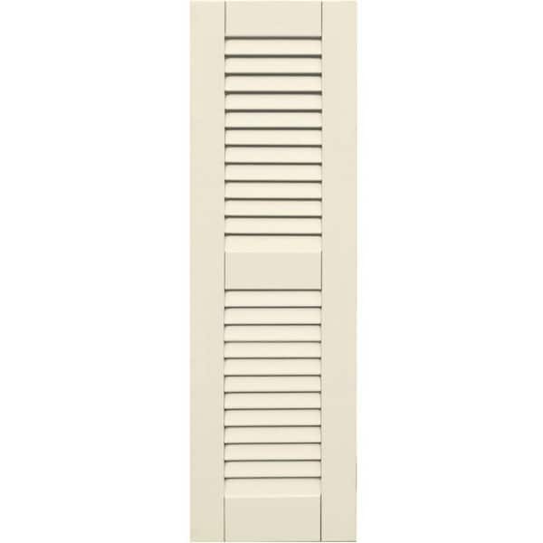 Unbranded Wood Composite 12 in. x 39 in. Louvered Shutters Pair #651 Primed/Paintable