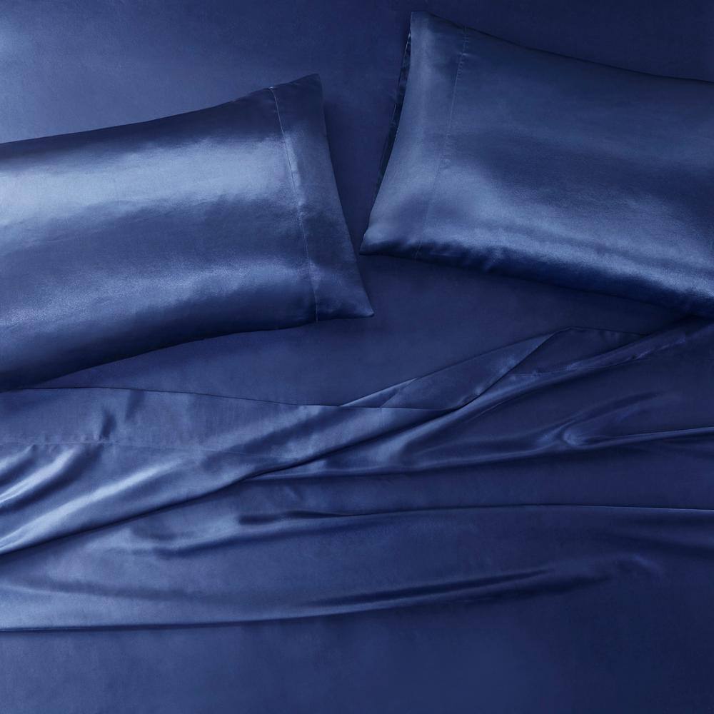 Navy Satin Standard/Queen Pillowcase Set