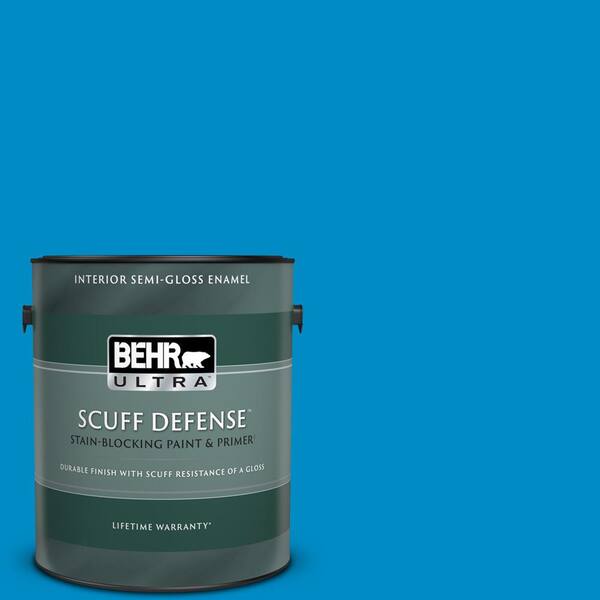 BEHR ULTRA 1 gal. #MQ4-57 Celebration Blue Extra Durable Semi-Gloss Enamel Interior Paint & Primer