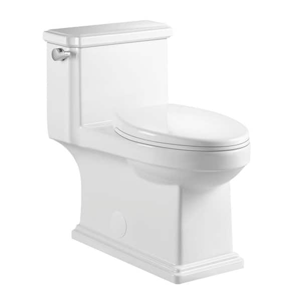 Amucolo 1-Piece 1.1/1.6 GPF High Efficiency Single Flush Elongated Toilet in White
