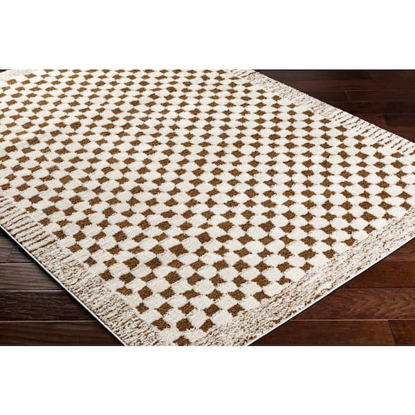 Freud Burnt Orange 9 ft. x 12 ft. Checkered Indoor Area Rug