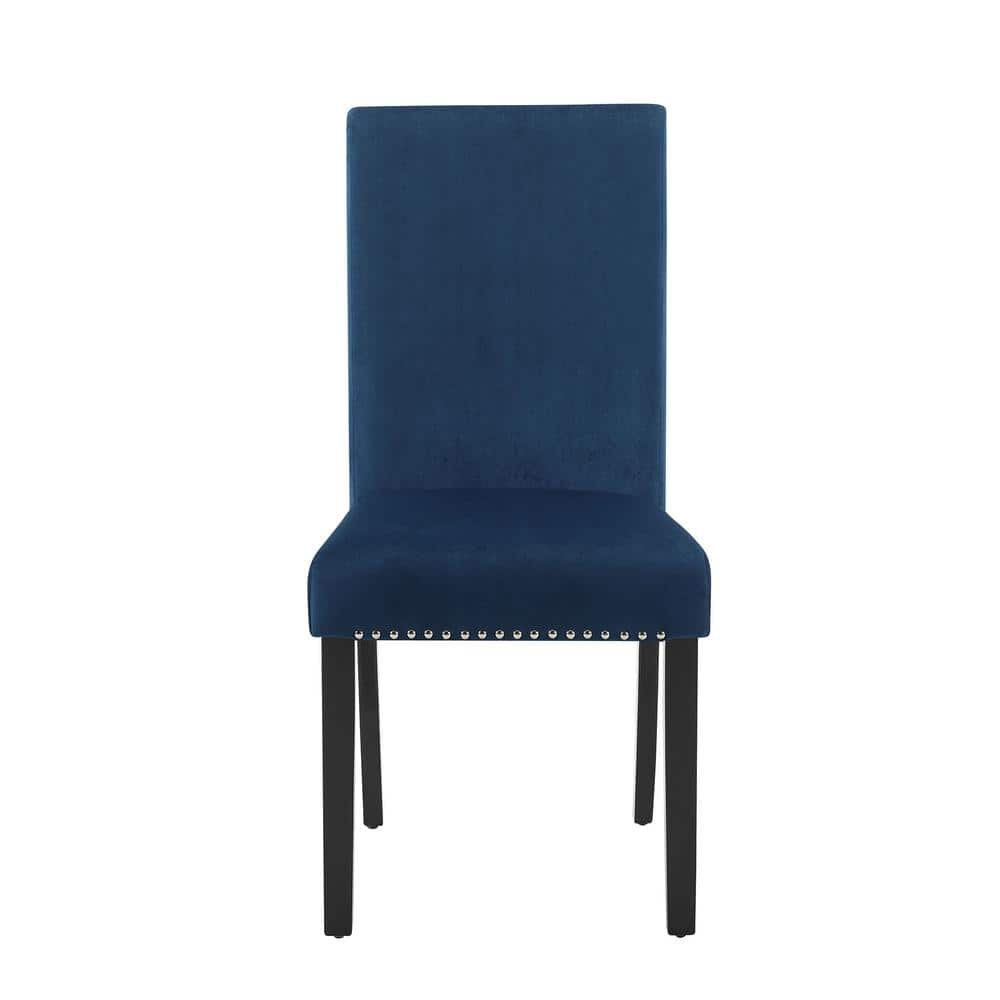Celeste Transitional Blue Velvet Upholstered Parsons Side Chair