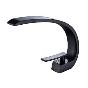 Curved Type Single-Handle Single Hole Bathroom Faucet in Matte Black