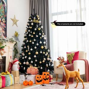6 ft. Pre-lit Black Artificial Christmas Tree Hinged Halloween Tree