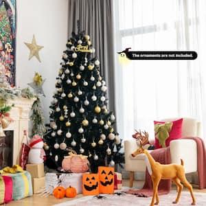 6 ft. Pre-lit Black Artificial Christmas Tree Hinged Halloween Tree