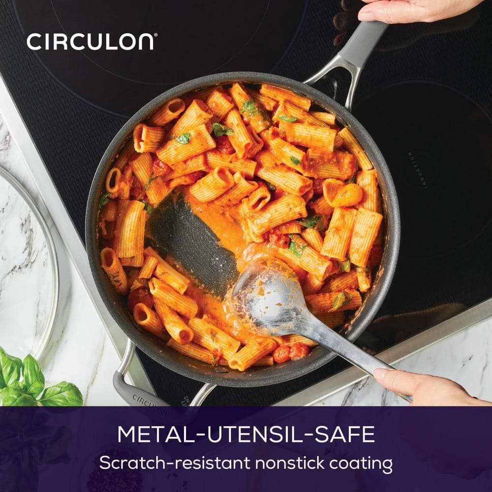 Gray 5-Quart Non-Stick Aluminum Saute Pan with Lid