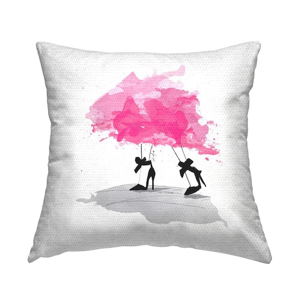 Stupell Industries Modern Pink Heels Fashion Pink Square Outdoor Throw Pillow