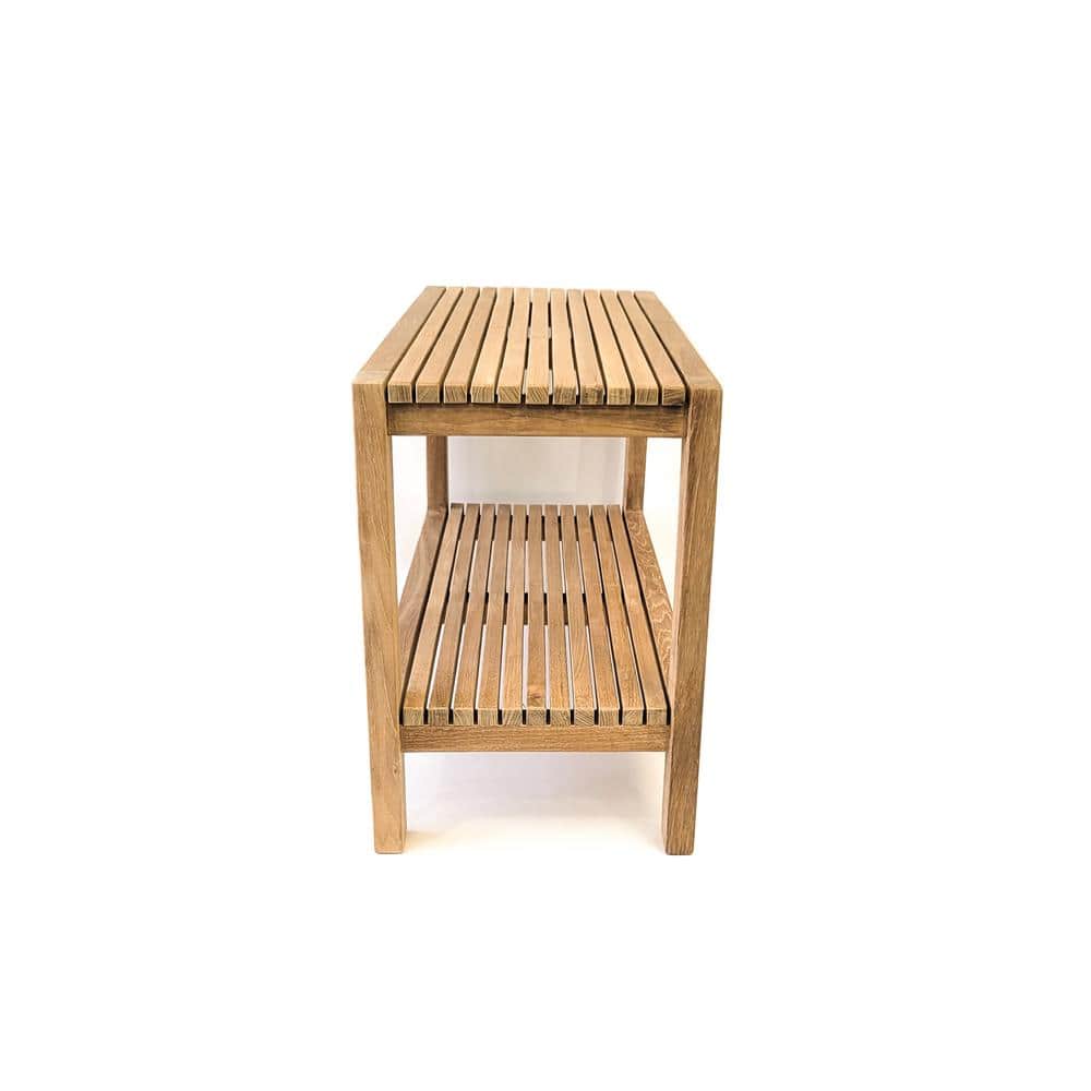 Fiji Teak Wood Shower Bench with Shelf, 30-inch