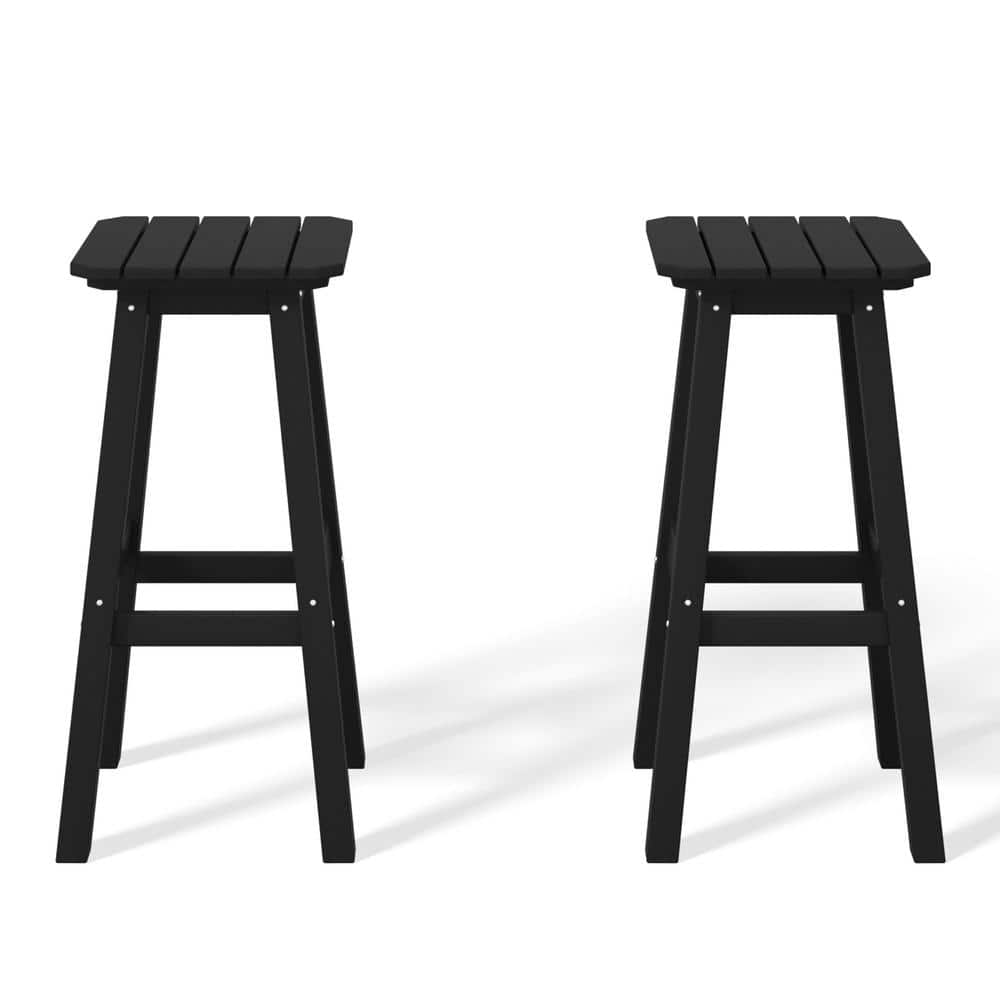 Laguna 29 in. HDPE Plastic All Weather Backless Square Seat Bar Height Outdoor Bar Stool in Black, (Set of 2) price history on PriceWatchPro