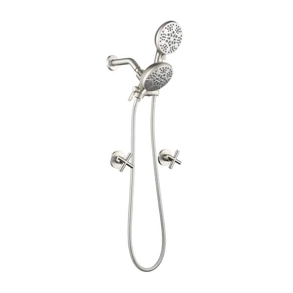 Rainfull 2-Handle 7-Spray Shower Faucet 1.8 GPM Kit with Pressure Balance Valve in Brushed Nickel