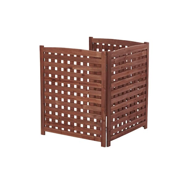 3-Panel 32in W x 38in H Outdoor Brown Solid Wood Air Conditioner Fence, Outside Wood Privacy Fence
