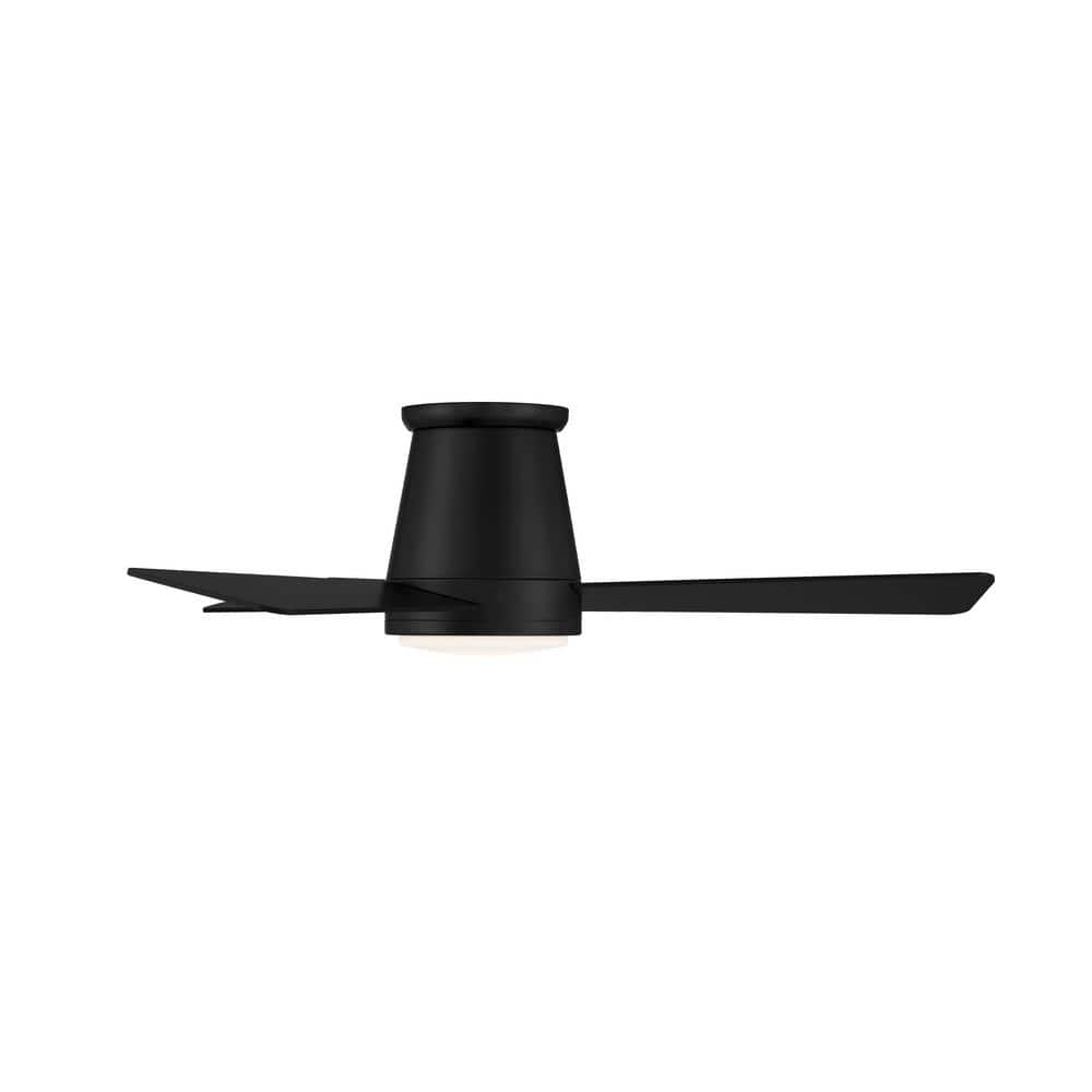 Matte Black Smart Flush Mount Ceiling Fan with LED Light and Remote