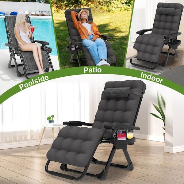 SEEUTEK 26 in. W Metal Zero Gravity Chair Outdoor/Indoor Patio