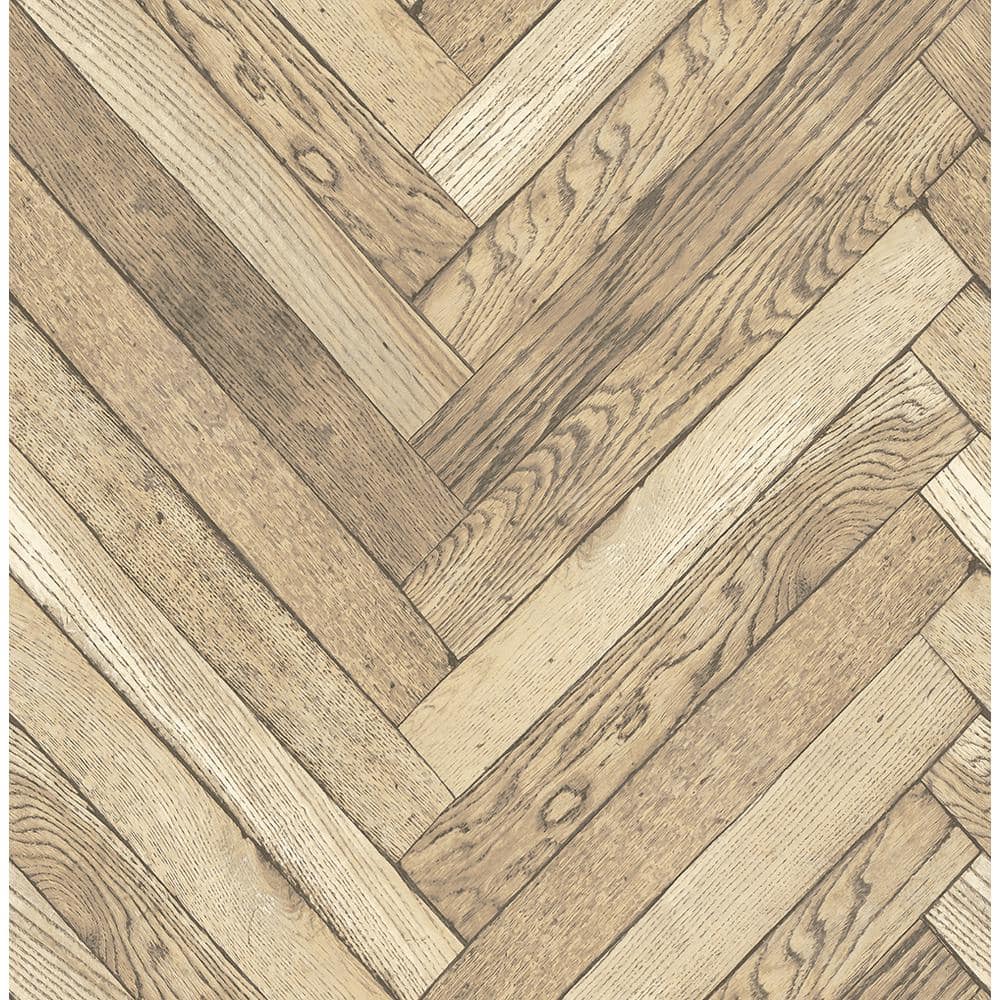 Brewster Altadena Light Brown Diagonal Wood Strippable Wallpaper ...