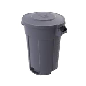 32 Gal. Grey Outdoor Vented Trash Can with Domed Lid, Rounded Handles, and Reinforced Foothold