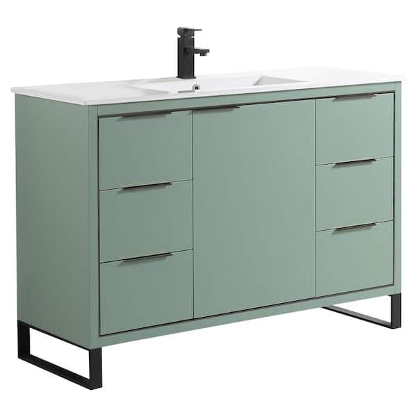 Opulence 48 in. W x 18 in. D x 33.5 in. H Bath Vanity in Mint Green with White Ceramic Top