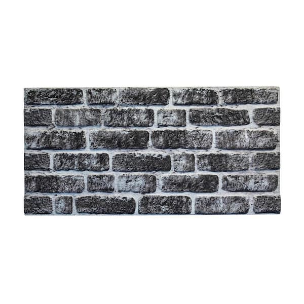 Dundee Deco Falkirk Uffcott III 0.8 in. x 39.4 in. x 19.7 in. Charcoal White Faux Brick Styrofoam 3D Decorative Wall Panel (10-Pack)