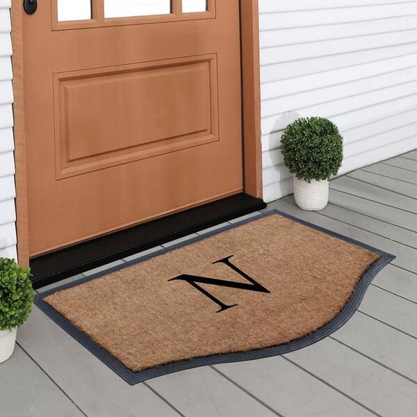 A1hc 100% Pure Rubber Monogrammed Front Door Mat 24 x39 Doormat, Indoor/ Outdoor Use - N