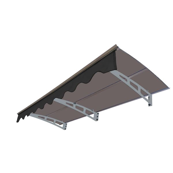 Unbranded 79 in. W x 34 in. D UPF80 plus Outdoor Door Window Awning with Removable Valance for Masonry Concrete Wall (Brown Roof)