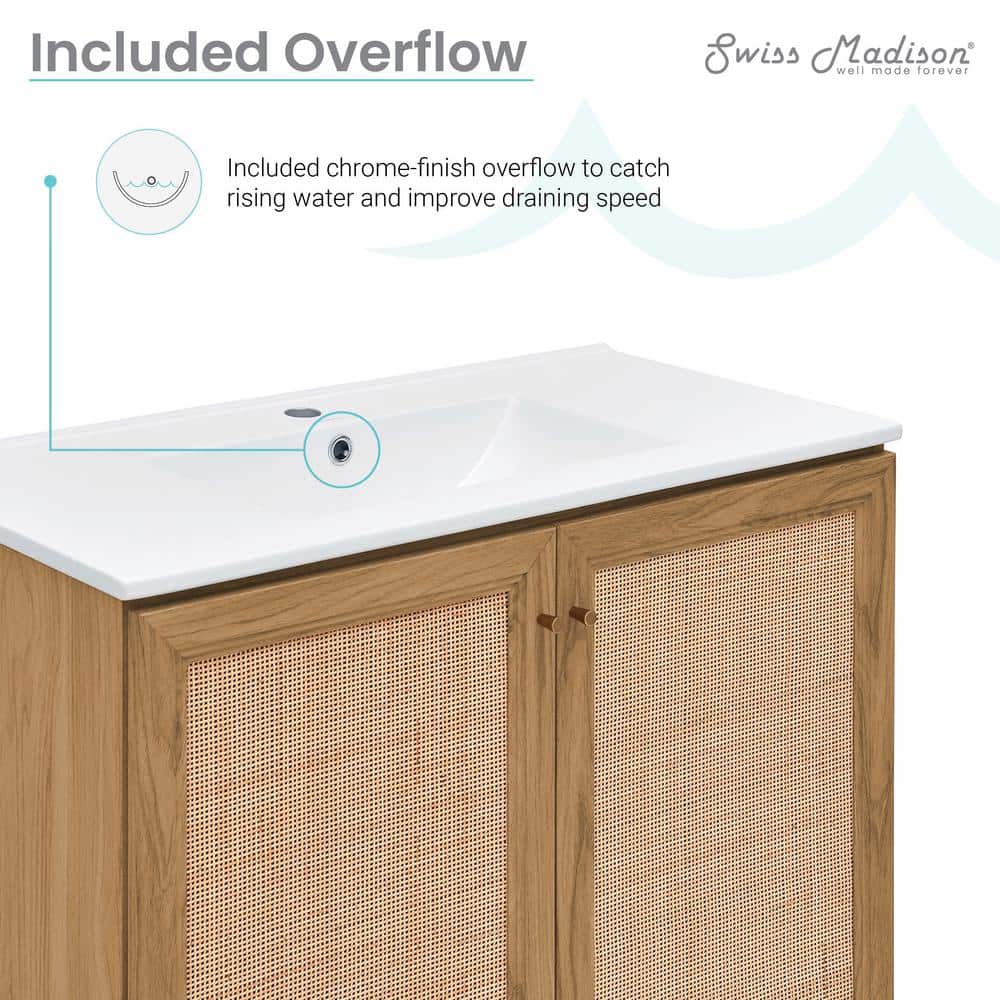 Classe 36" Oak Freestanding Bathroom Vanity with Mesh Doors