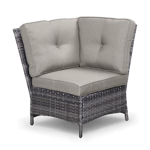 Carolina Wicker Outdoor Sectional with Gray Cushions