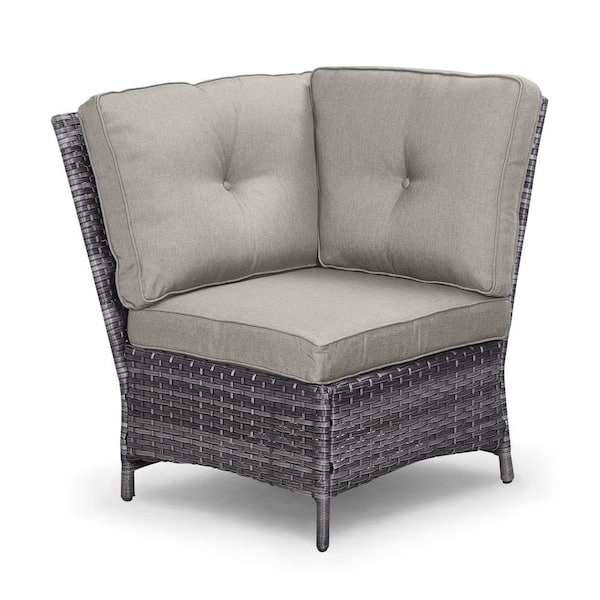 Gymojoy Carolina Wicker Outdoor Sectional with Gray Cushions
