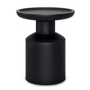 Haynes Solid Mango Wood 16 in. Wide Round Boho Wooden Accent Table in Black, Fully Assembled