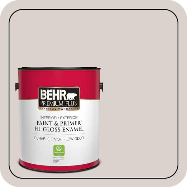BEHR PREMIUM PLUS 1 gal. #N200-1 Moth Gray Hi-Gloss Enamel Interior/Exterior Paint & Primer