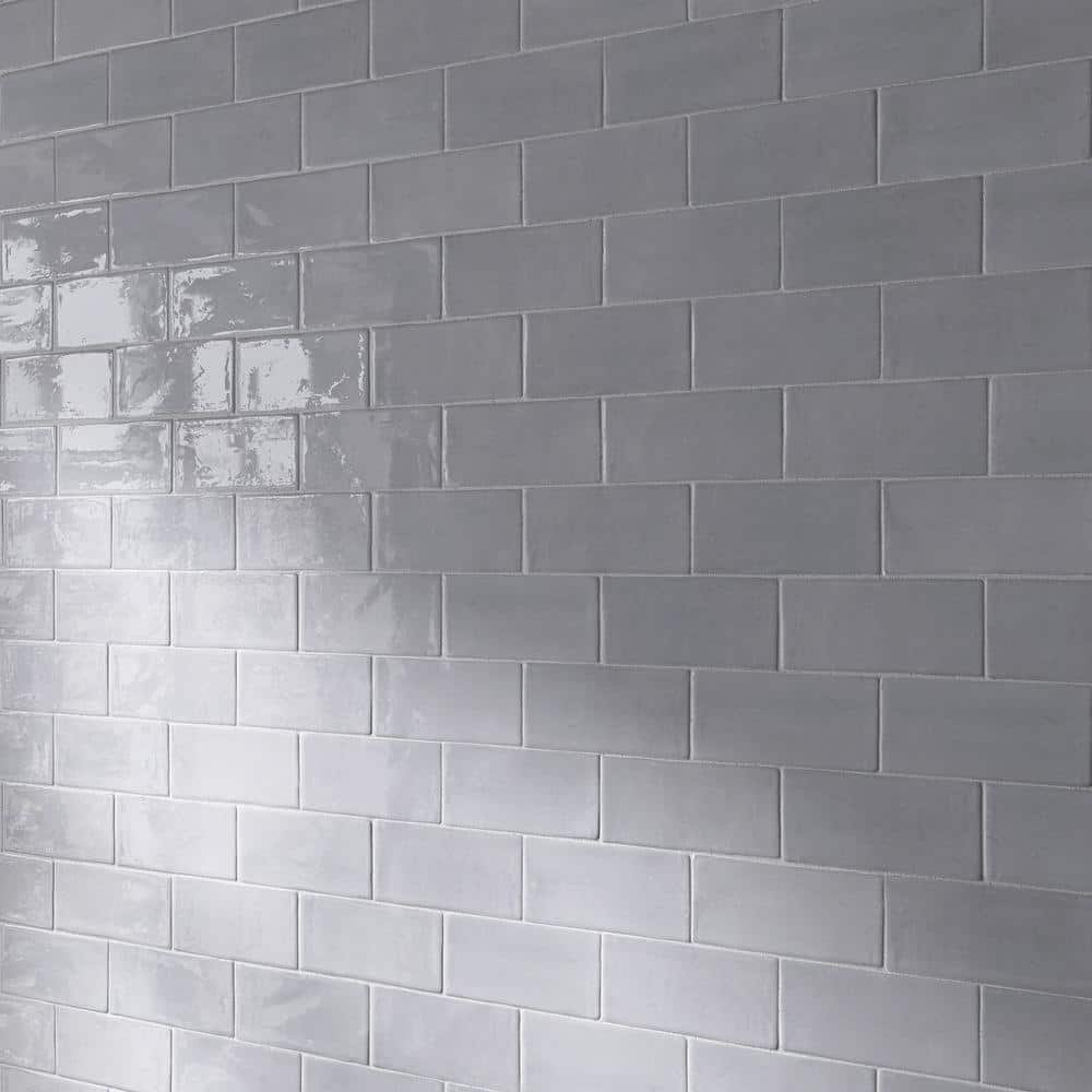 Ceniza Gray Polished Ceramic Subway Wall Tile 2.95" x 5.9"
