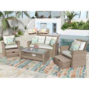 4-Piece Wicker Outdoor Patio Conversation Set Sectional Sofa with Cushions
