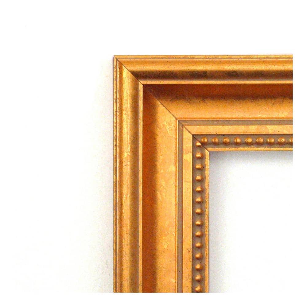 Gold Beveled Rectangular Wood Bathroom Vanity Mirror