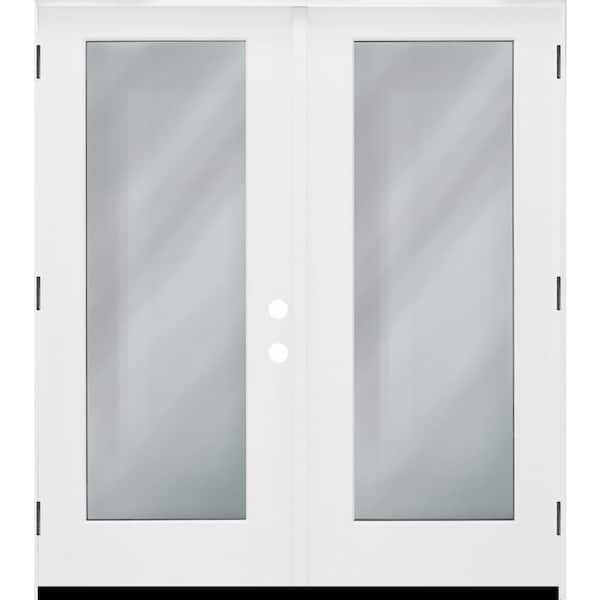 Steves & Sons Legacy 72 in. x 80 in. Primed Right Hand Outswing Fiberglass Full Lite Clear Tempered Glass Prehung Double Patio Door