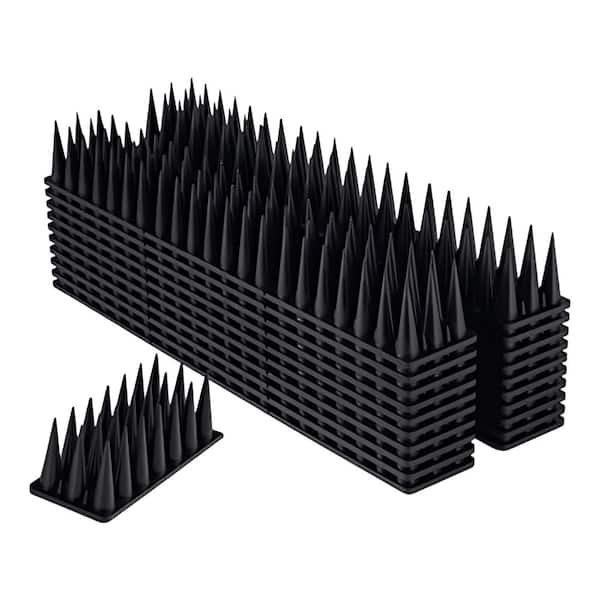 Outside Plastic Bird Spikes for Railing Roof Small Birds, Cat Defender and Keep Squirrel Away, Black (20-Pack)