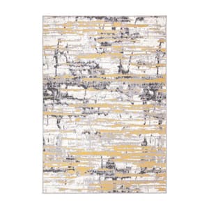 Yellow 5 ft. x 7 ft. Vintage Abstract Modern Area Rug