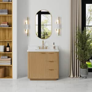 Cádiz 36 in. W x 22 in. D x 34 in. H Single Freestanding Bath Vanity in Washed Ash Gray with White Composite Stone Top