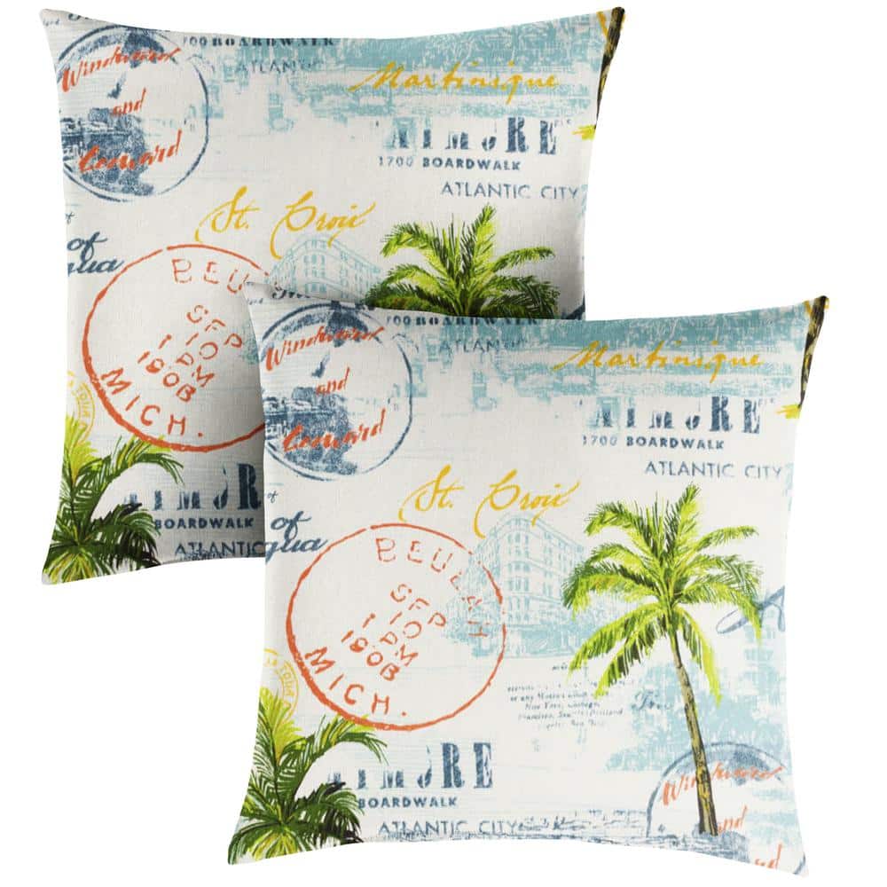 Blue/White Outdoor Knife Edge Throw Pillows (2-Pack)