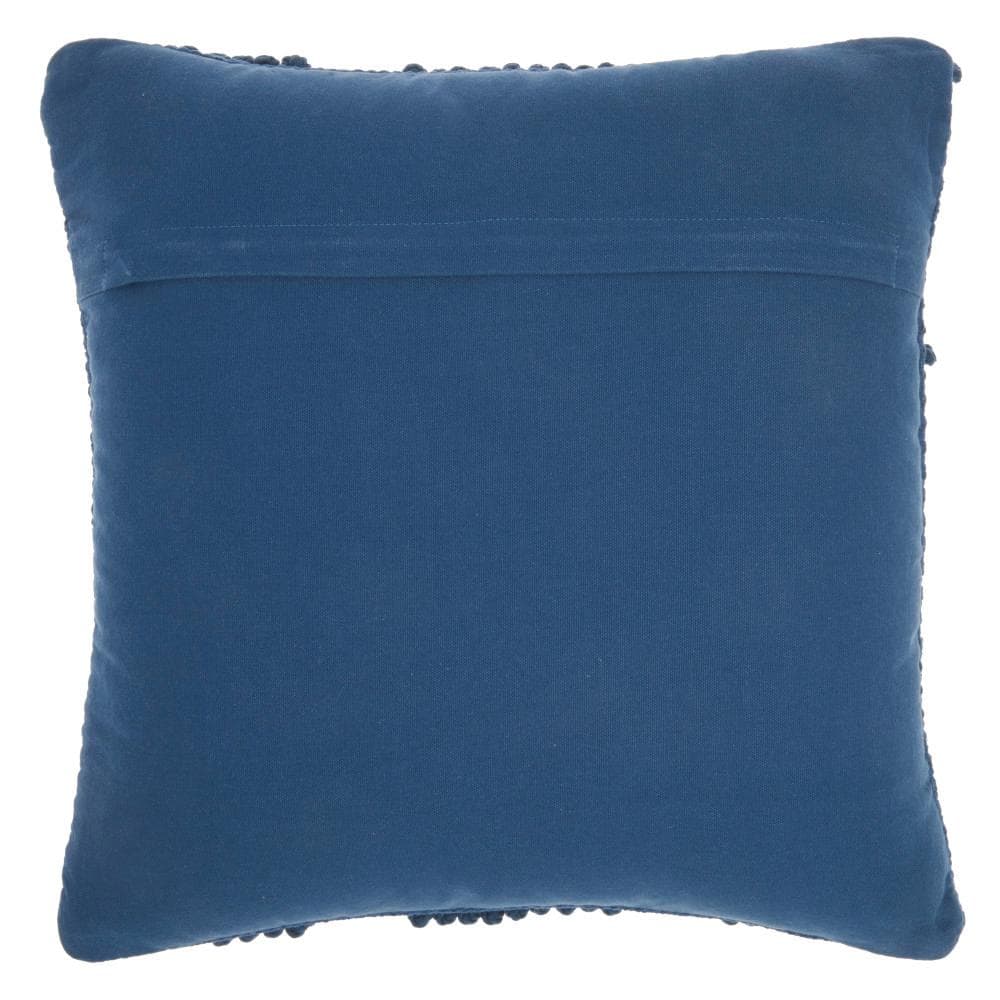 Navy Blue Woven Diamond 18" Square Cotton Throw Pillow