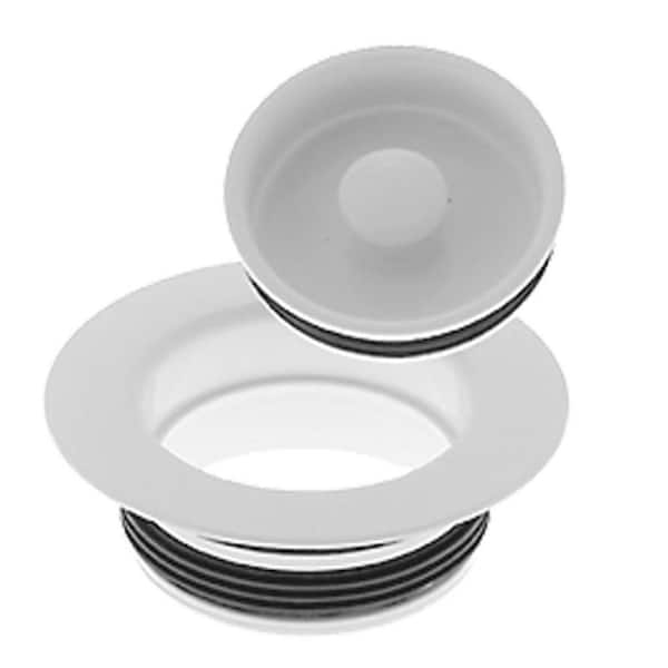Universal Replacement Disposal Flange and Stopper Trim Set, Powder Coat White