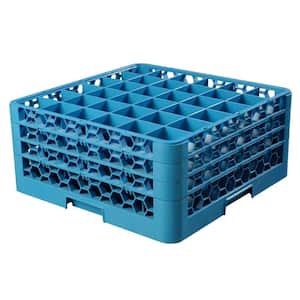 19.75x19.75 in. 36-Compartment 3 Extenders Glass Rack (for Glass 4.19 in. Diameter, 7.94 in. H) in Blue (Case of 2)