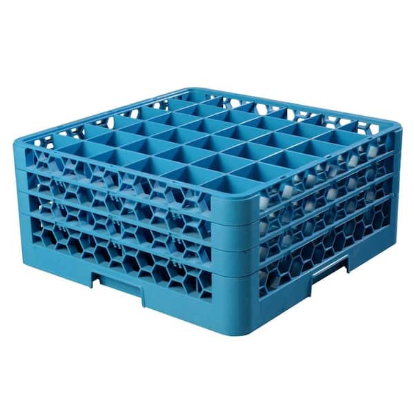 Carlisle 19.75x19.75 in. 36-Compartment 3 Extenders Glass Rack (for Glass 4.19 in. Diameter, 7.94 in. H) in Blue (Case of 2)