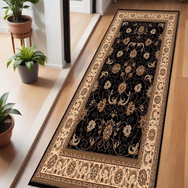 6 ft. Beige And Cream Oriental Runner Rug